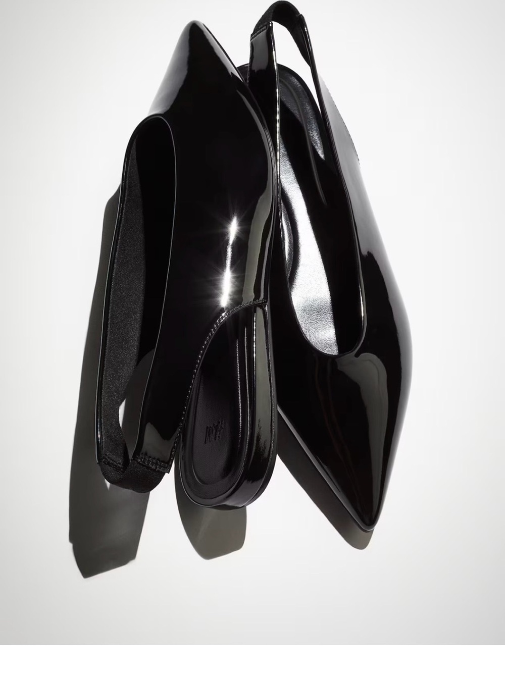 H&M Black Patent Pointed Slingback Flats - Picture 3 of 6
